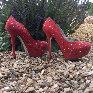 H by Halston Red Suede Pumps